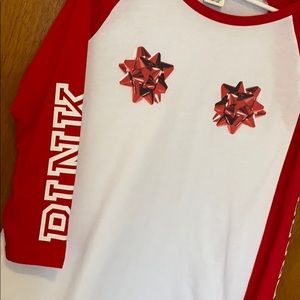 Victoria's Secret PINK Christmas Bow Shirt - Large